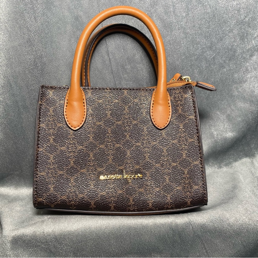 Nanette Lepore Brown & Tan Monogram Mini Handbag